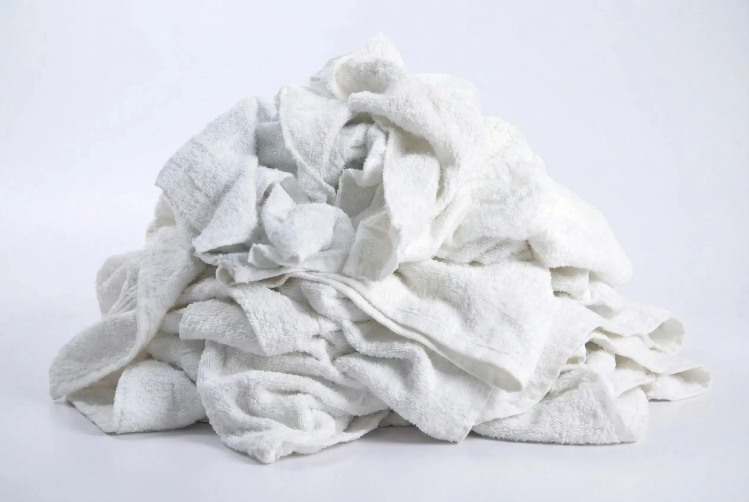 Reclaimed white terry wiping rags